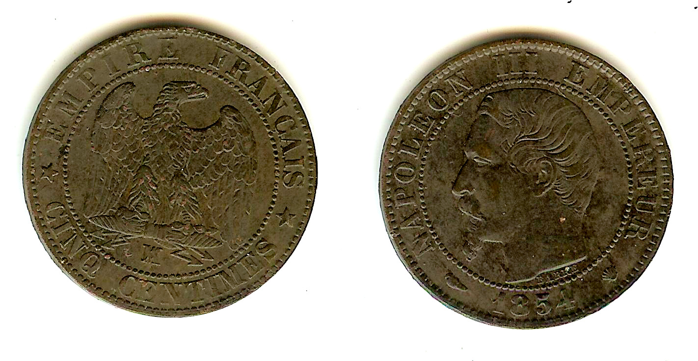 5 centimes Napoleon III 1854MA EF+
